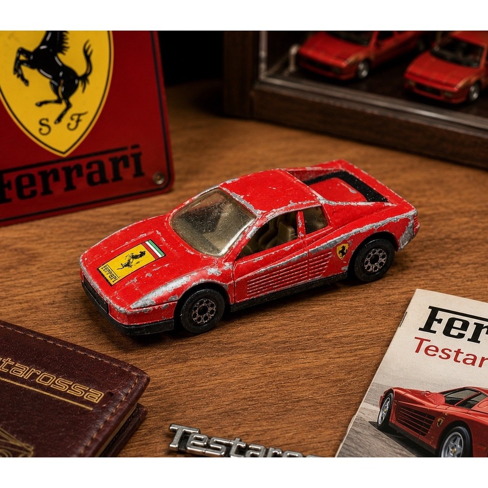Vintage Matchbox Ferrari Testarossa Red Diecast Car Macau 1986 1:64 Loose
